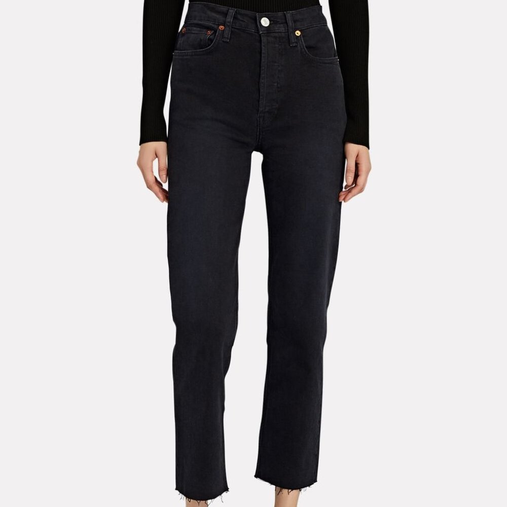 RE/DONE 70S Stove Pipe Jeans - Washed Black